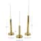 Gold Stainless Steel Metal Slim Minimalistic Candle Holder with Round Base Set